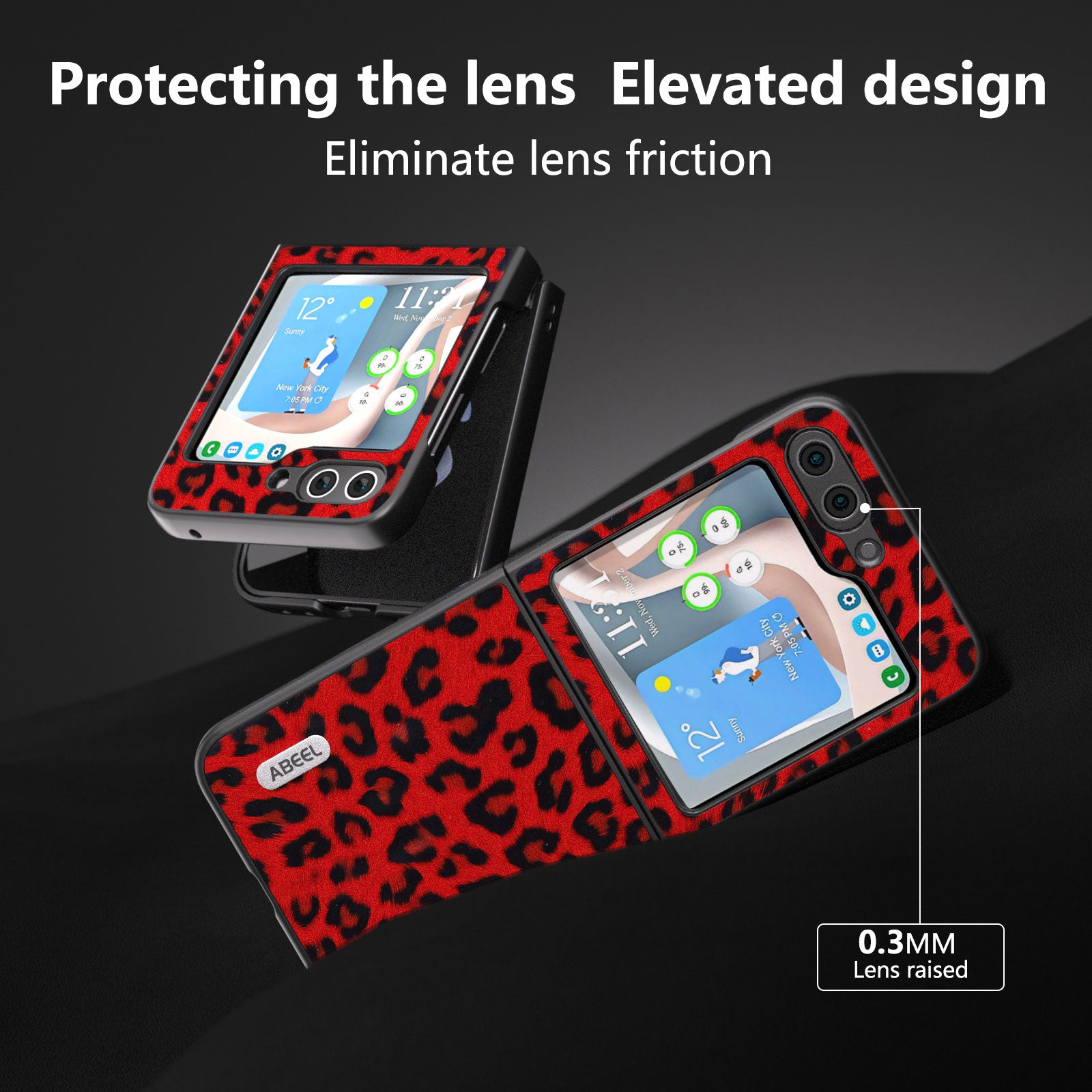 ABEEL Pro Samsung Galaxy Z Flip5 5G Pouzdro na telefon s leopardím vzorem PU kožené zadní pouzdro na PC ABEEL Pro Samsung Galaxy Z Flip5 5G Pouzdro na telefon s leopardím vzorem PU kožené zadní pouzdro na PC